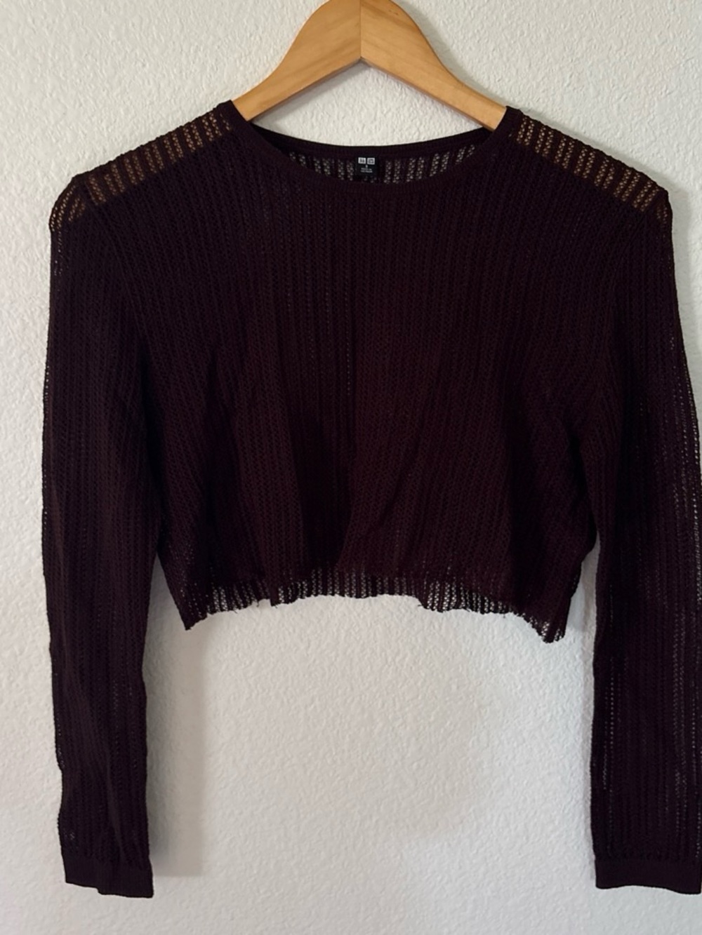 Uniqlo Dark Brown Open-Knit Cropped Sweater